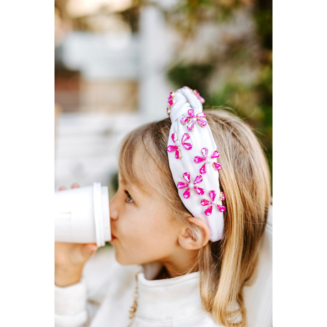 Tie Dye Flower Gem Knot Headband