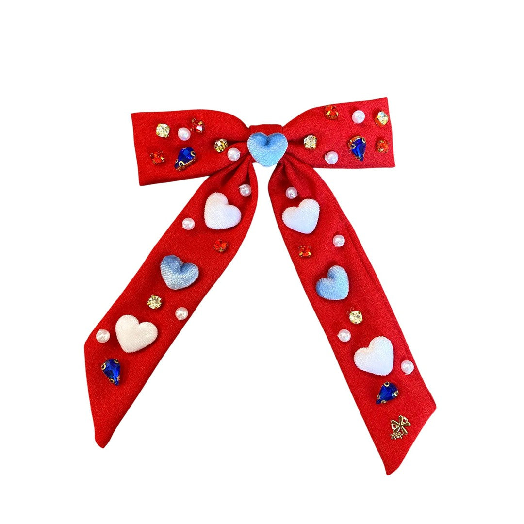 Fourth of July Heart Charm Bow