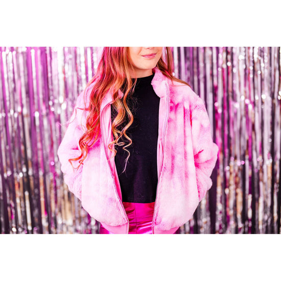 Pink Ombre Fur Bomber
