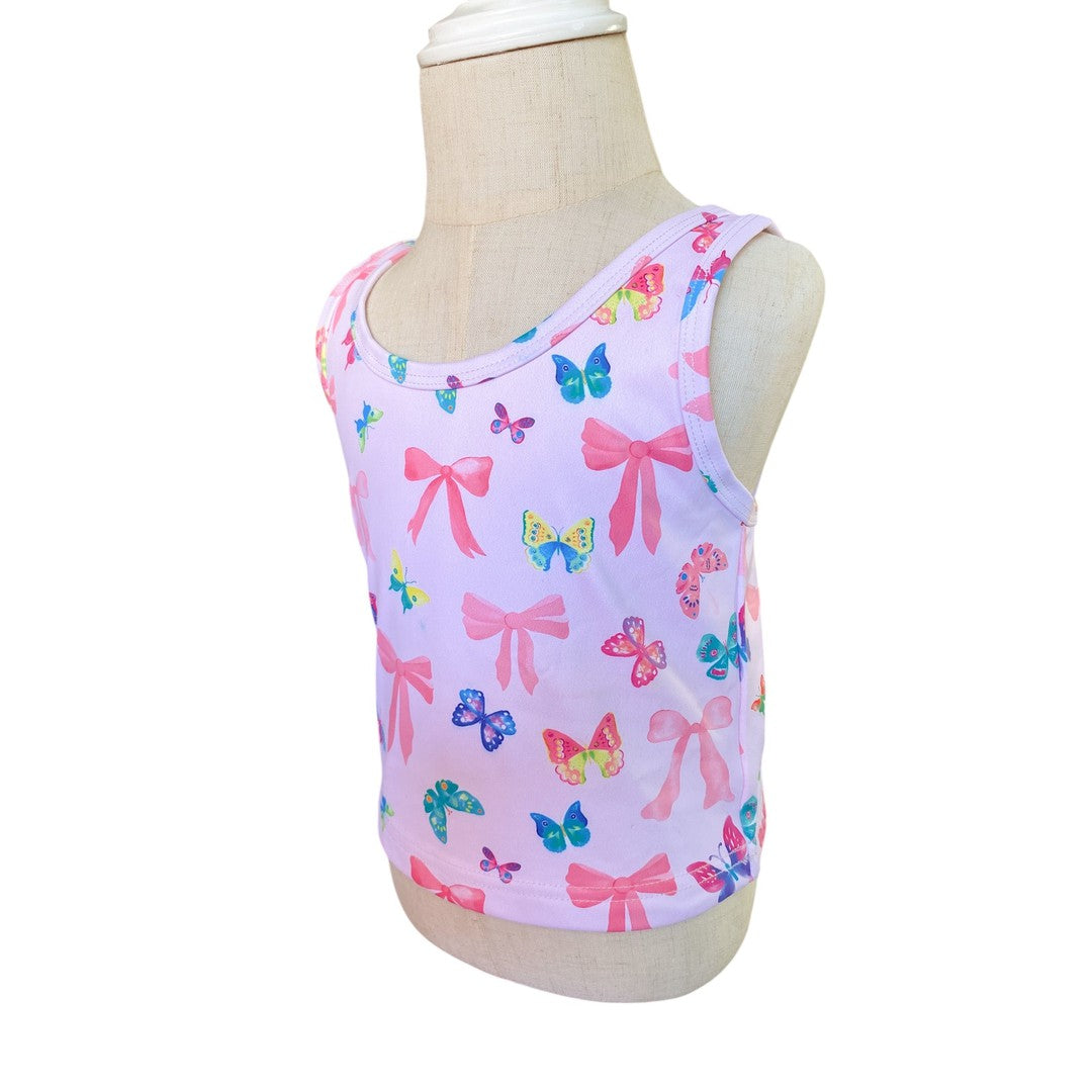 Bow and Butterfly Two-Piece Athletic Tank and Skort Set