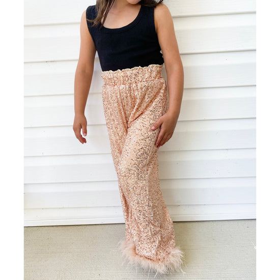 Champagne Sequins Feather Pants (pre-order)