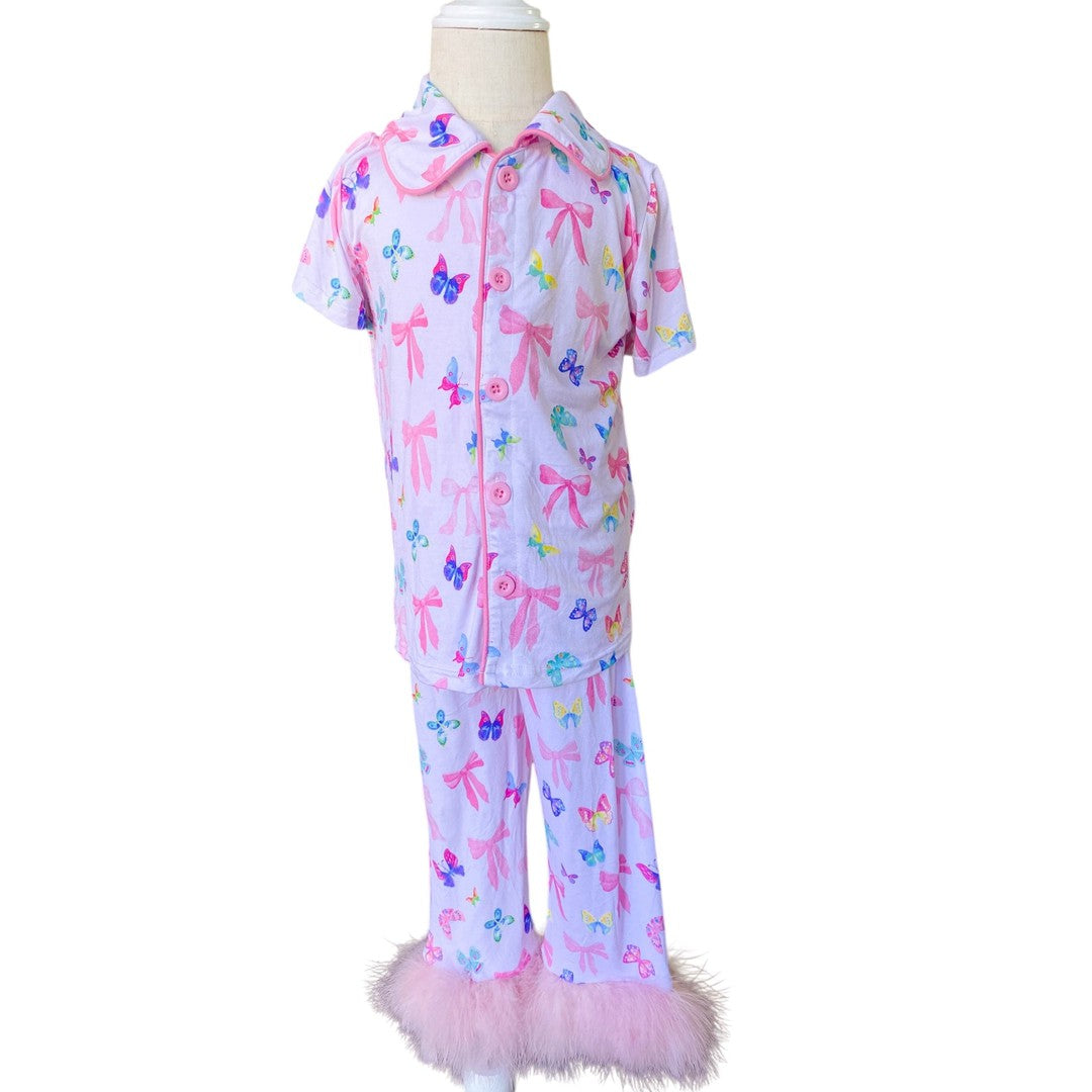 Bow and Butterfly Print Bamboo Feather PJs