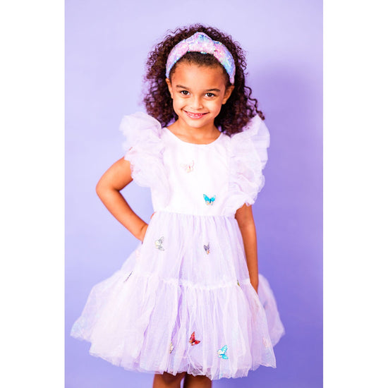 Butterfly Patch Lilac Iridescent Tulle Dress