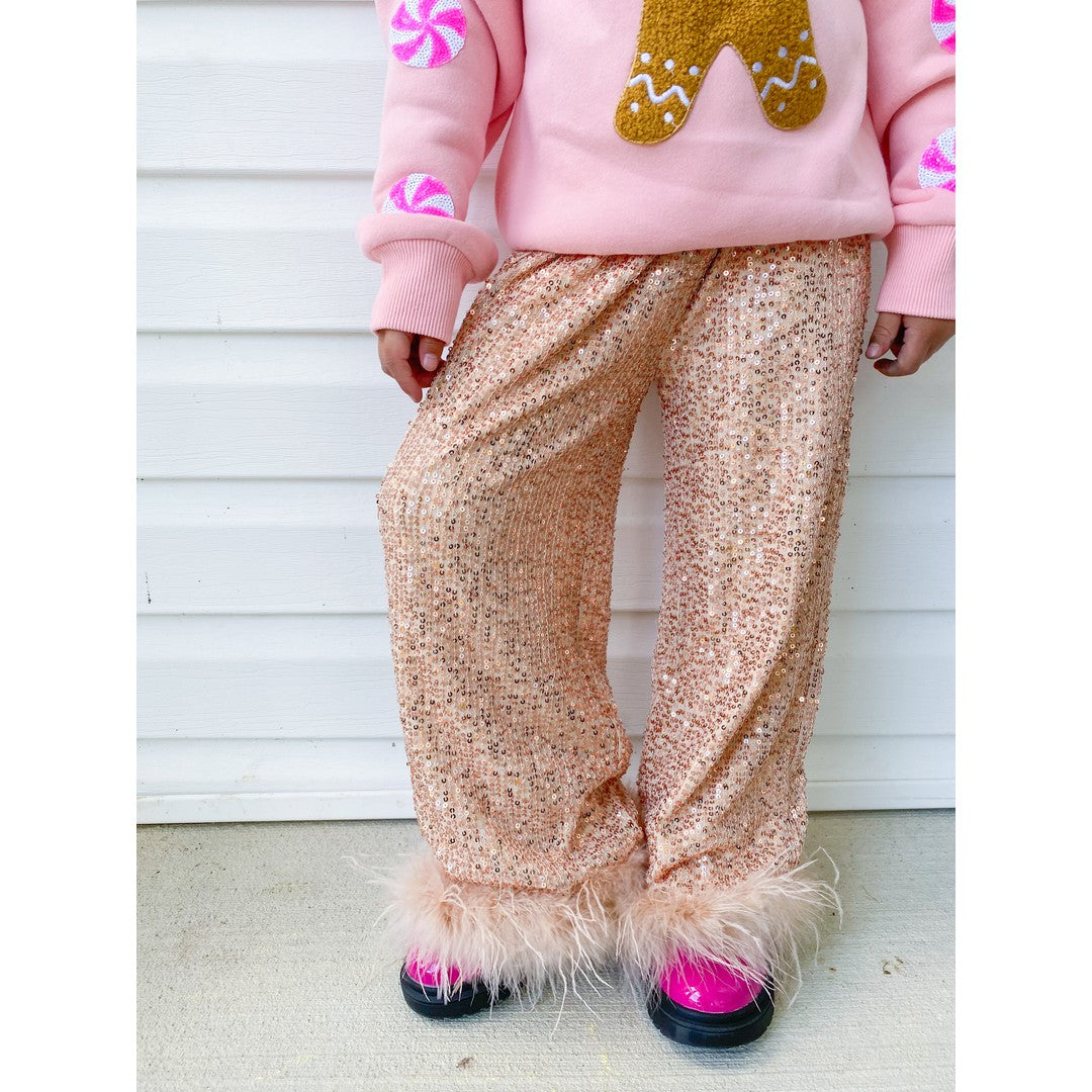 Champagne Sequins Feather Pants (pre-order)