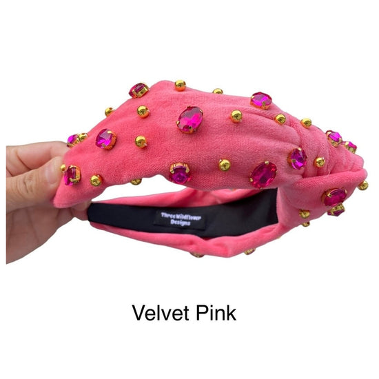 Velvet Pink Knot Headband