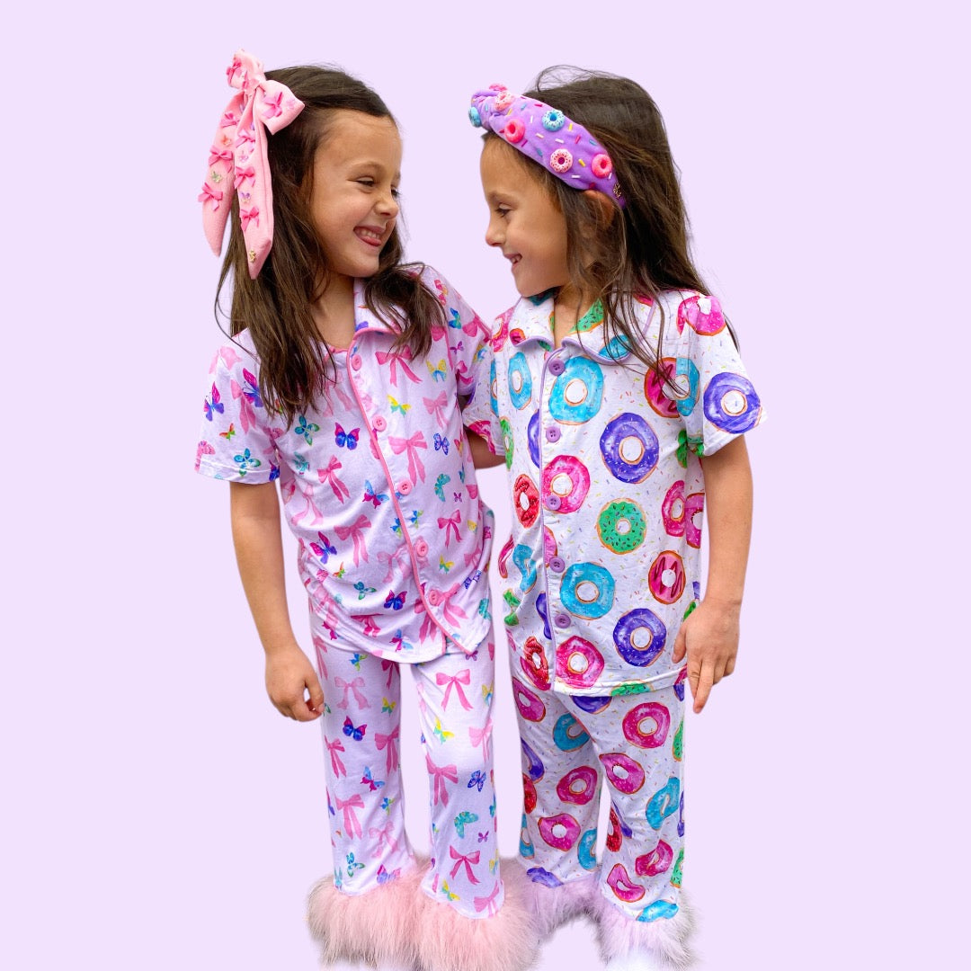 Bow and Butterfly Print Bamboo Feather PJs