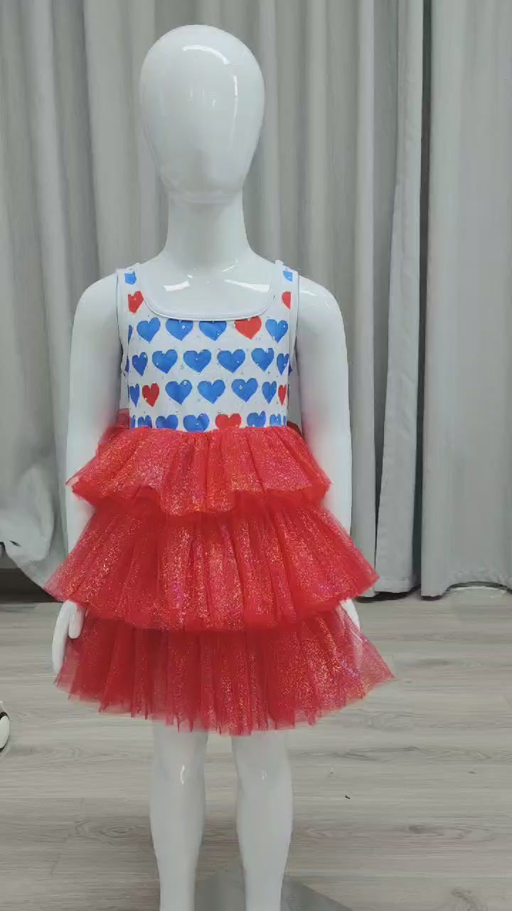 Load and play video in Gallery viewer, Sparkly Fourth of July Tulle Dress
